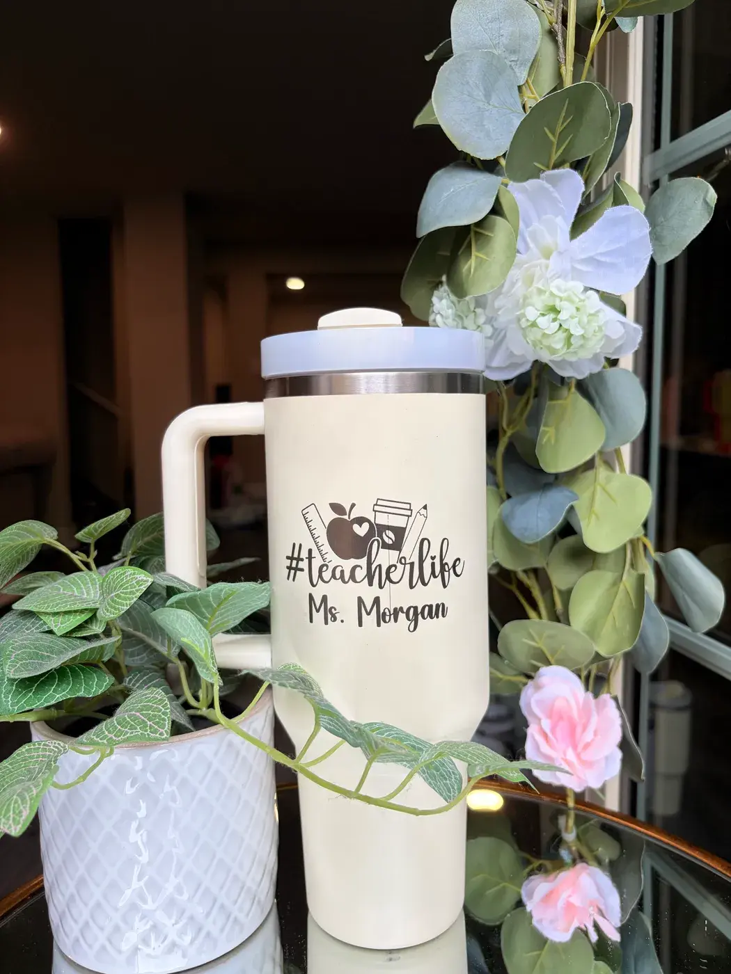 Engraved Stanley Quencher in Cream
